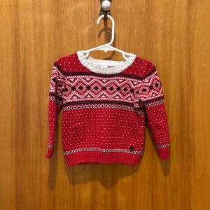 Janie and Jack Red Patterned Crew Neck Sweater